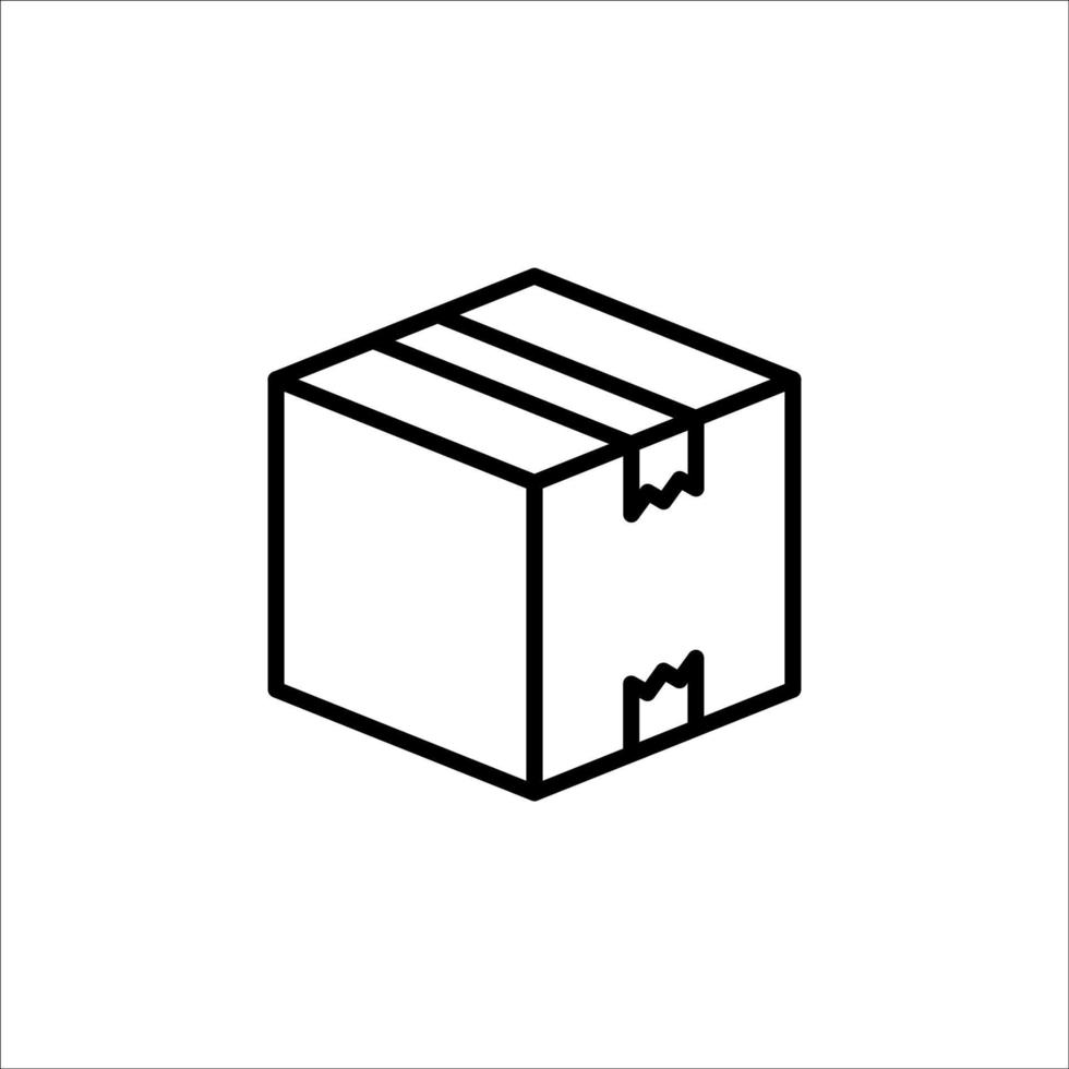 icono de línea delgada de caja de cartón, vector e ilustración.