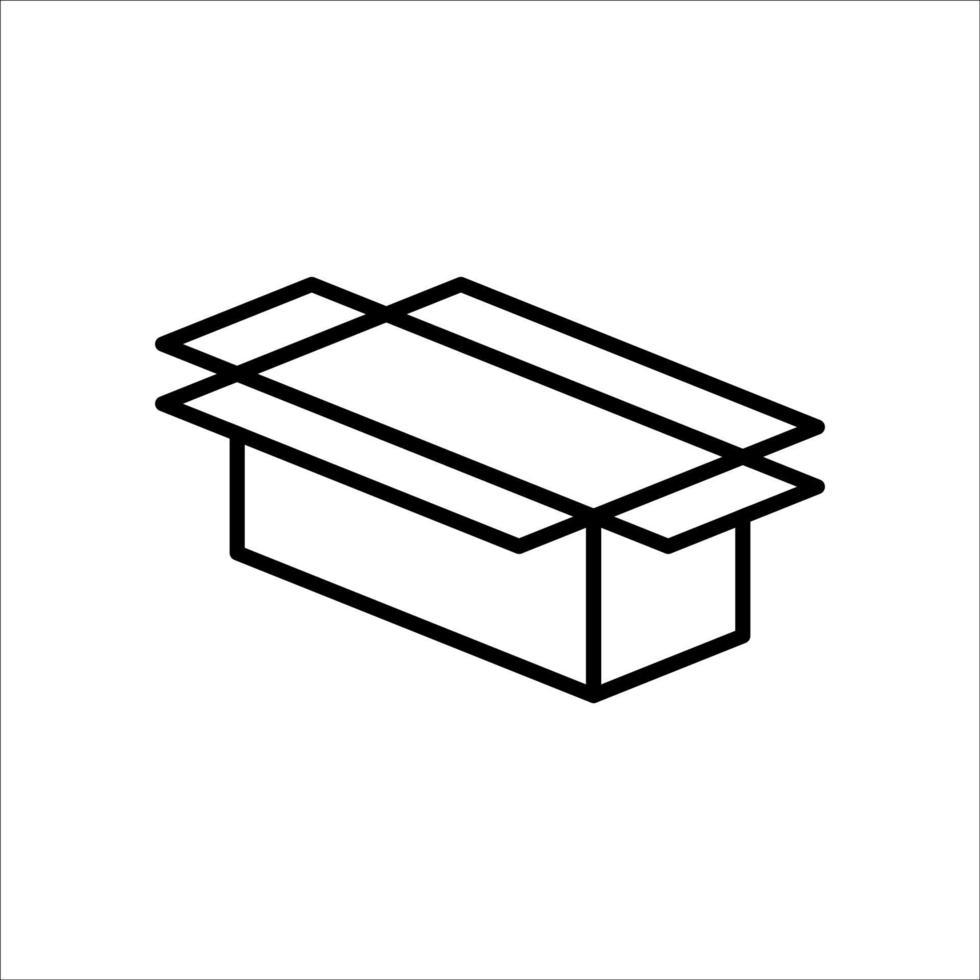 icono de línea delgada de caja de cartón, vector e ilustración.