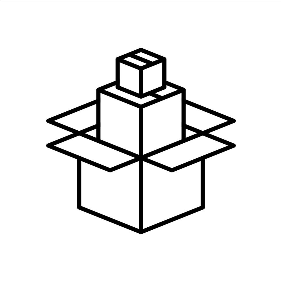Carton box thin line icon, Vector and Illustration.