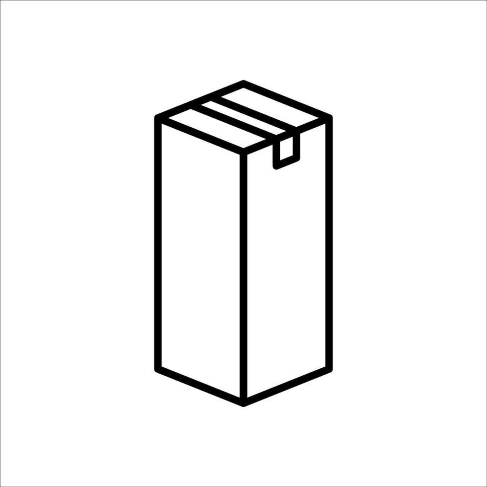 icono de línea delgada de caja de cartón de forma alta, vector e ilustración.