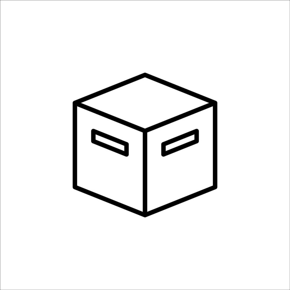 icono de línea delgada de caja de cartón, vector e ilustración.