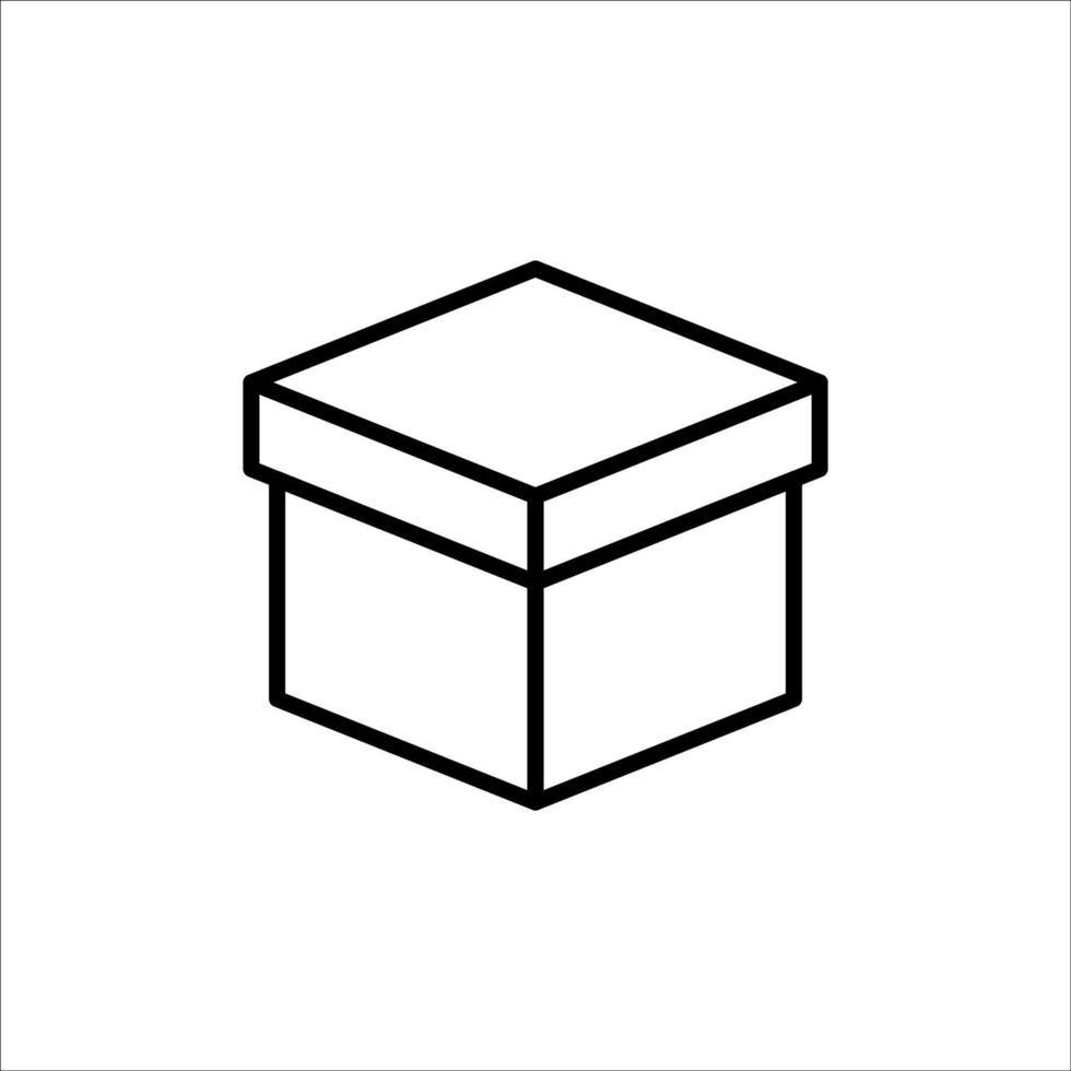 Carton box with cover thin line icon, Vector and Illustration.