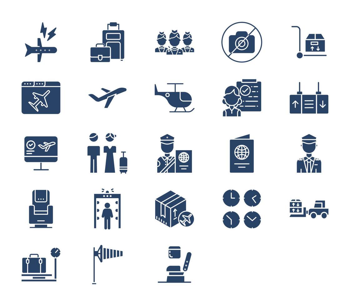 Airport and airline icon set vector