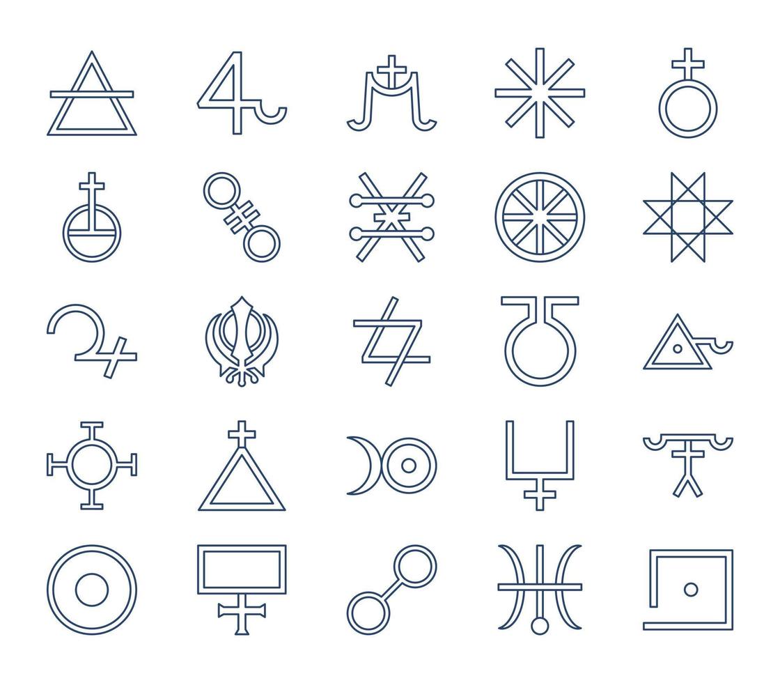 Set of Alchemy symbols icons vector