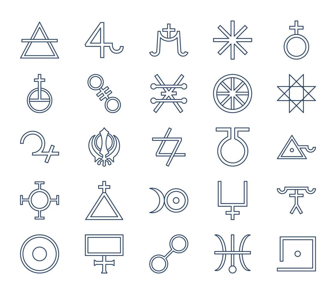 Set of Alchemy symbols icons 12714776 Vector Art at Vecteezy