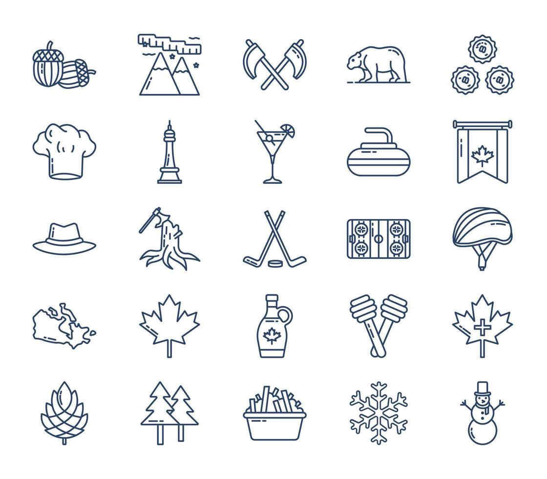 conjunto de iconos de país y cultura de canadá vector