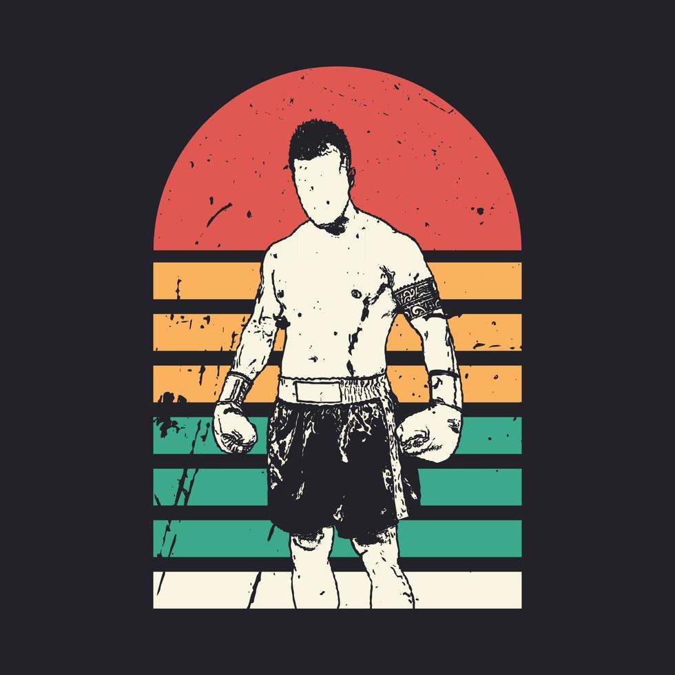 diseño de camiseta de boxeador vintage vector