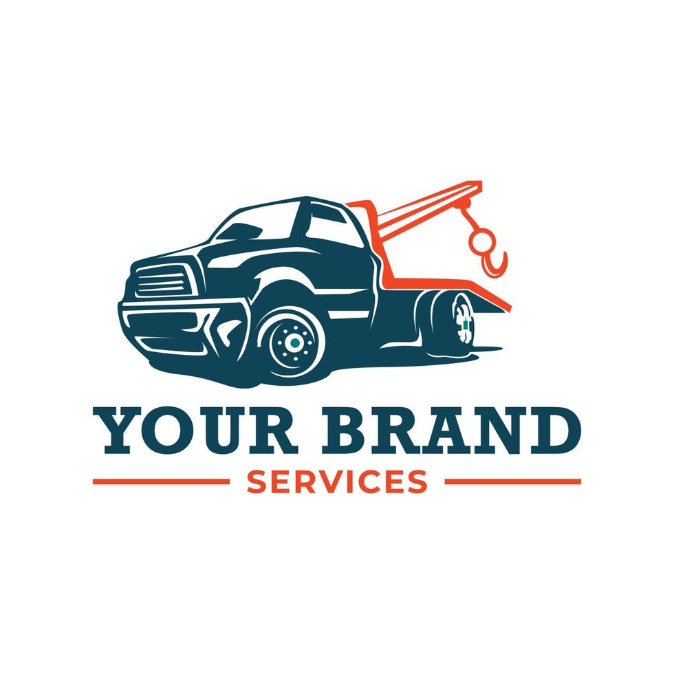 plantilla de logotipo de remolque de camiones. logotipo adecuado para negocios relacionados con la industria de servicios automotrices vector