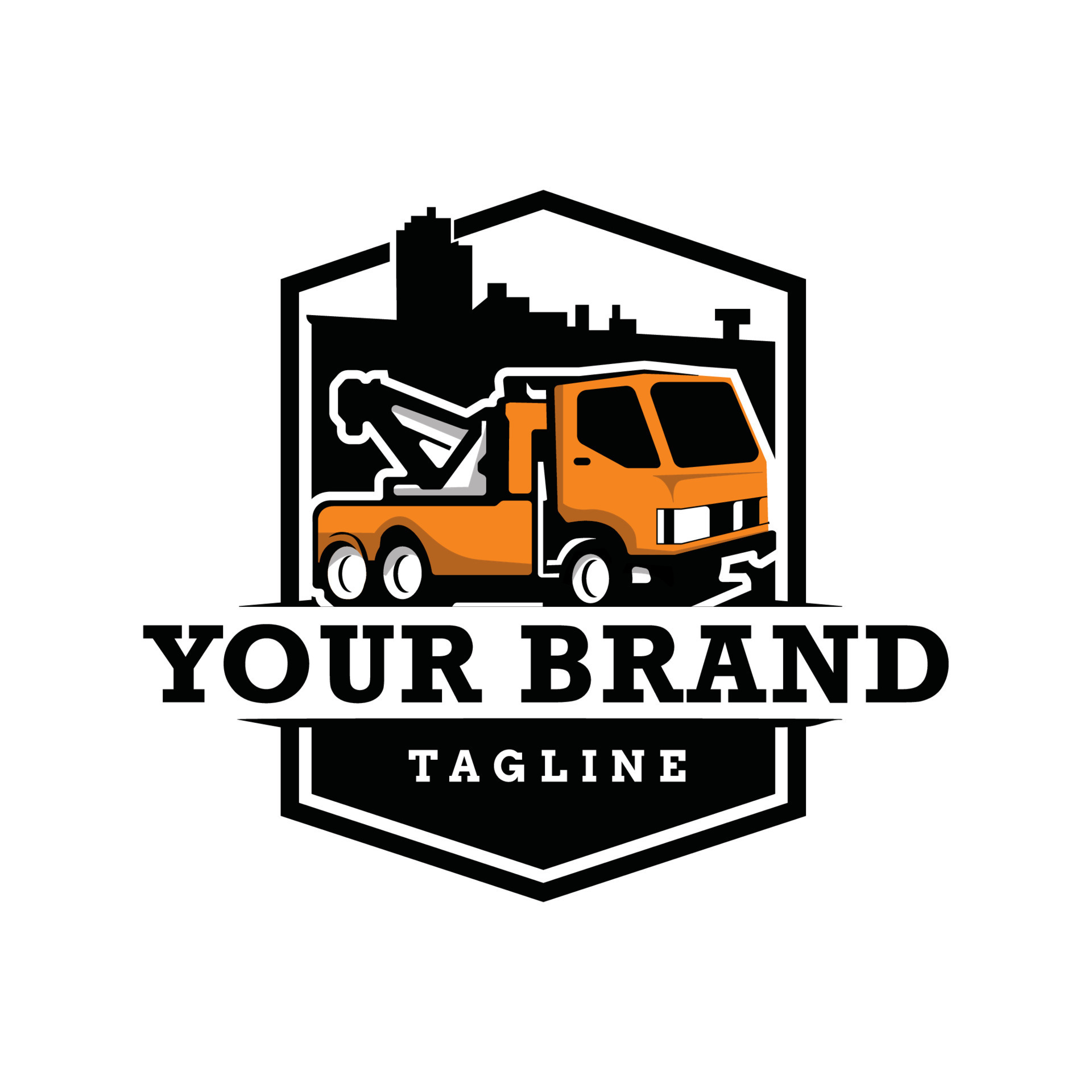 Truck towing logo template. Suitable logo for business related to Truck towing logo template. Suitable logo for business related to