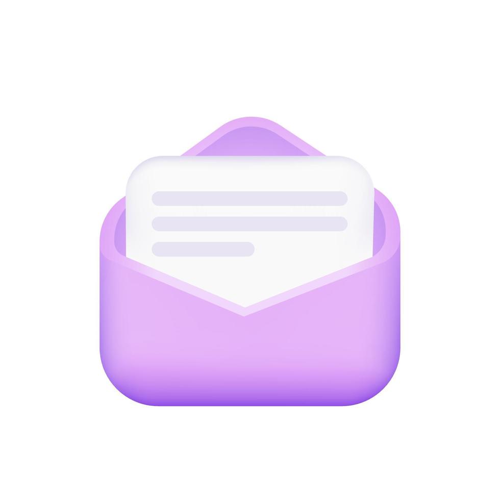 Envelope with paper documents icon. 3D Vector Illustrations.