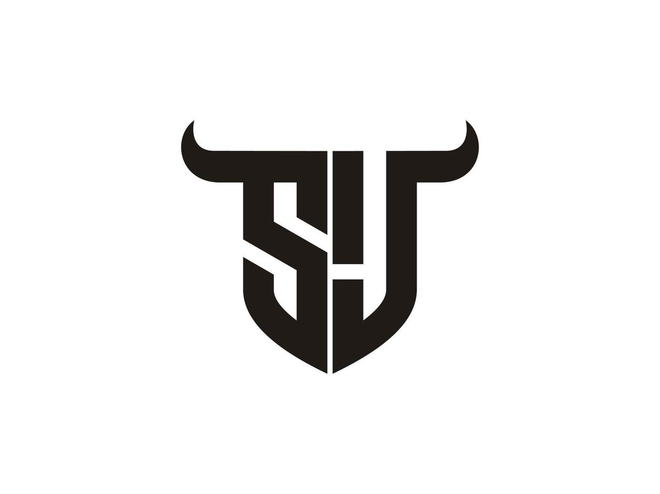 Initial SJ Bull Logo Design. vector