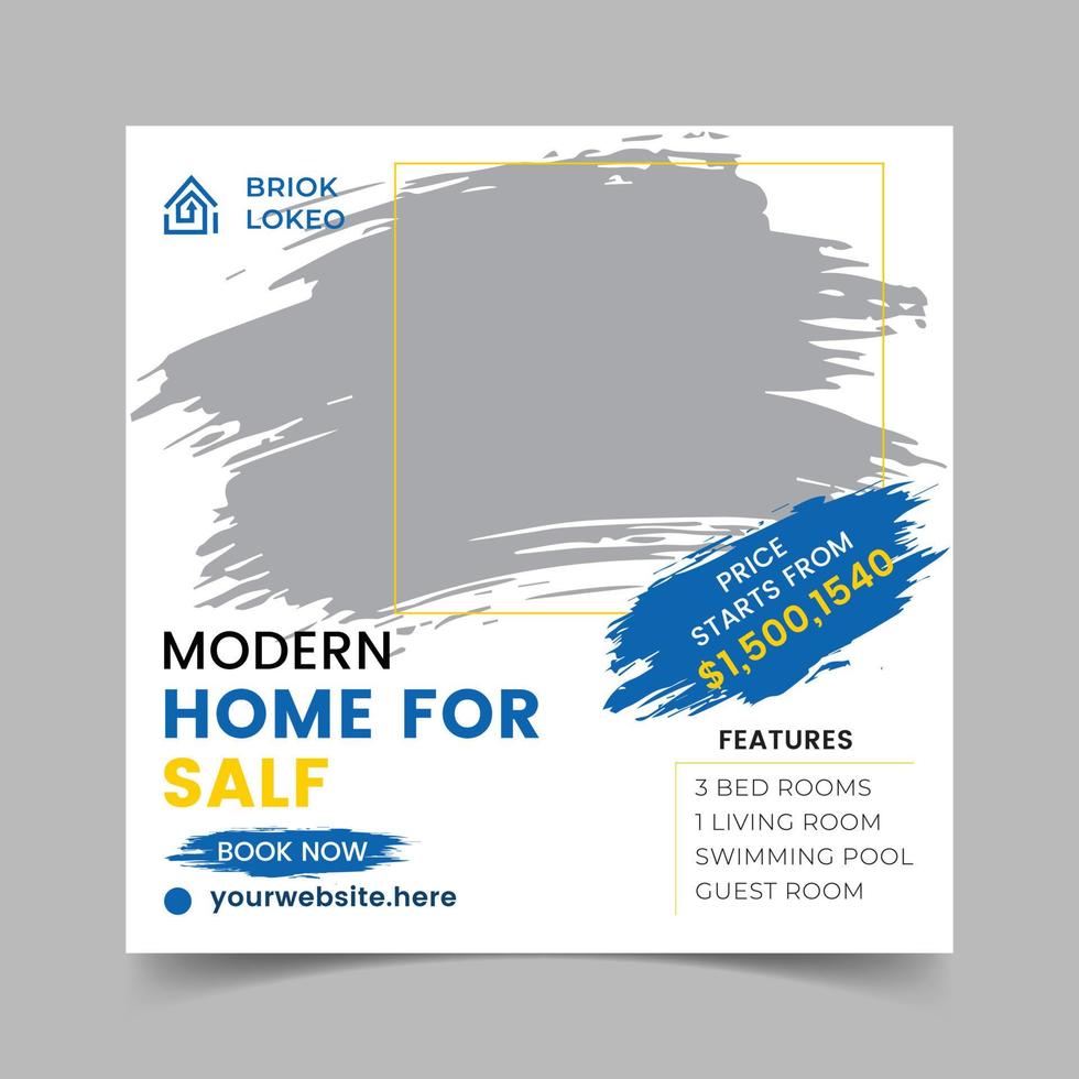 Home sale social media post banner template. vector