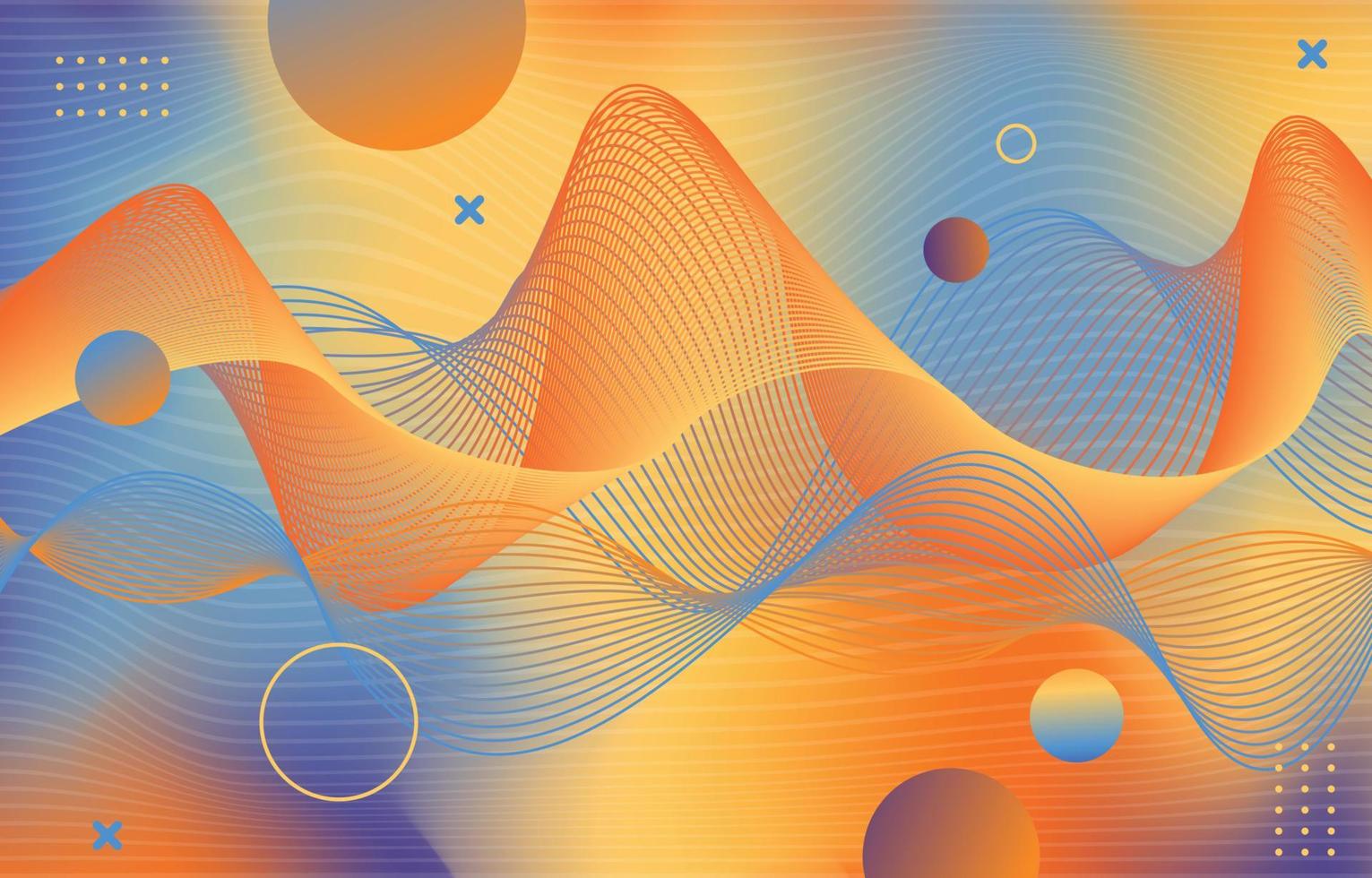 Blue Orange Wavy Lines Abstract Background vector