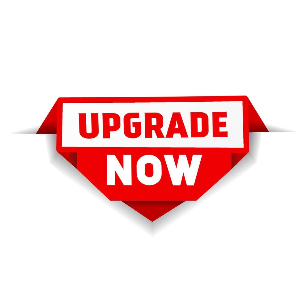 Upgrade now banner, label, icon flat design. Vector illustration isolated on white background.