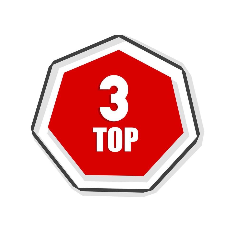 Top 3 banner, badge, icon flat design. Vector illustration isolated on white background.