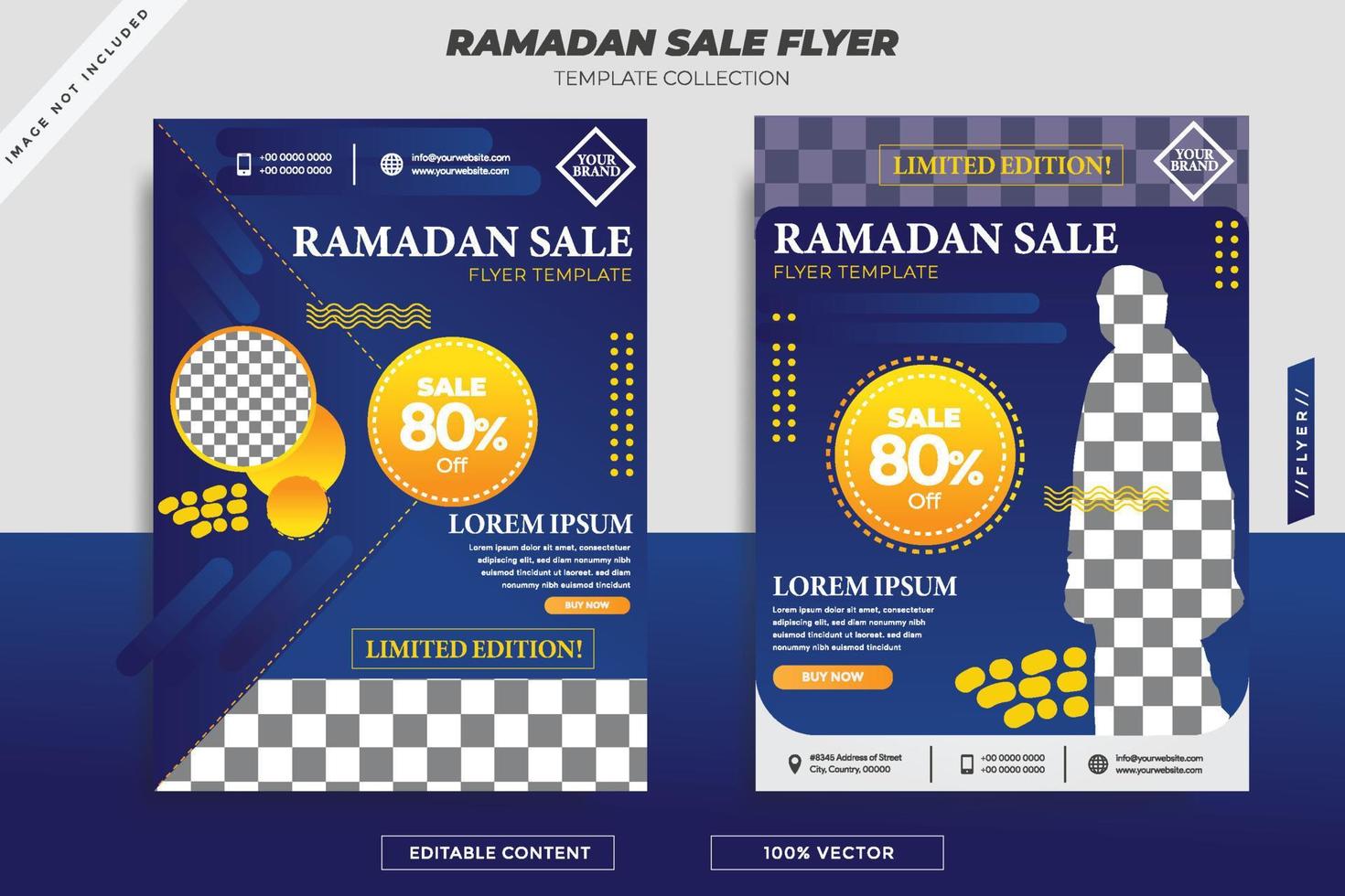 Ramadan Sale Flyer blue vector