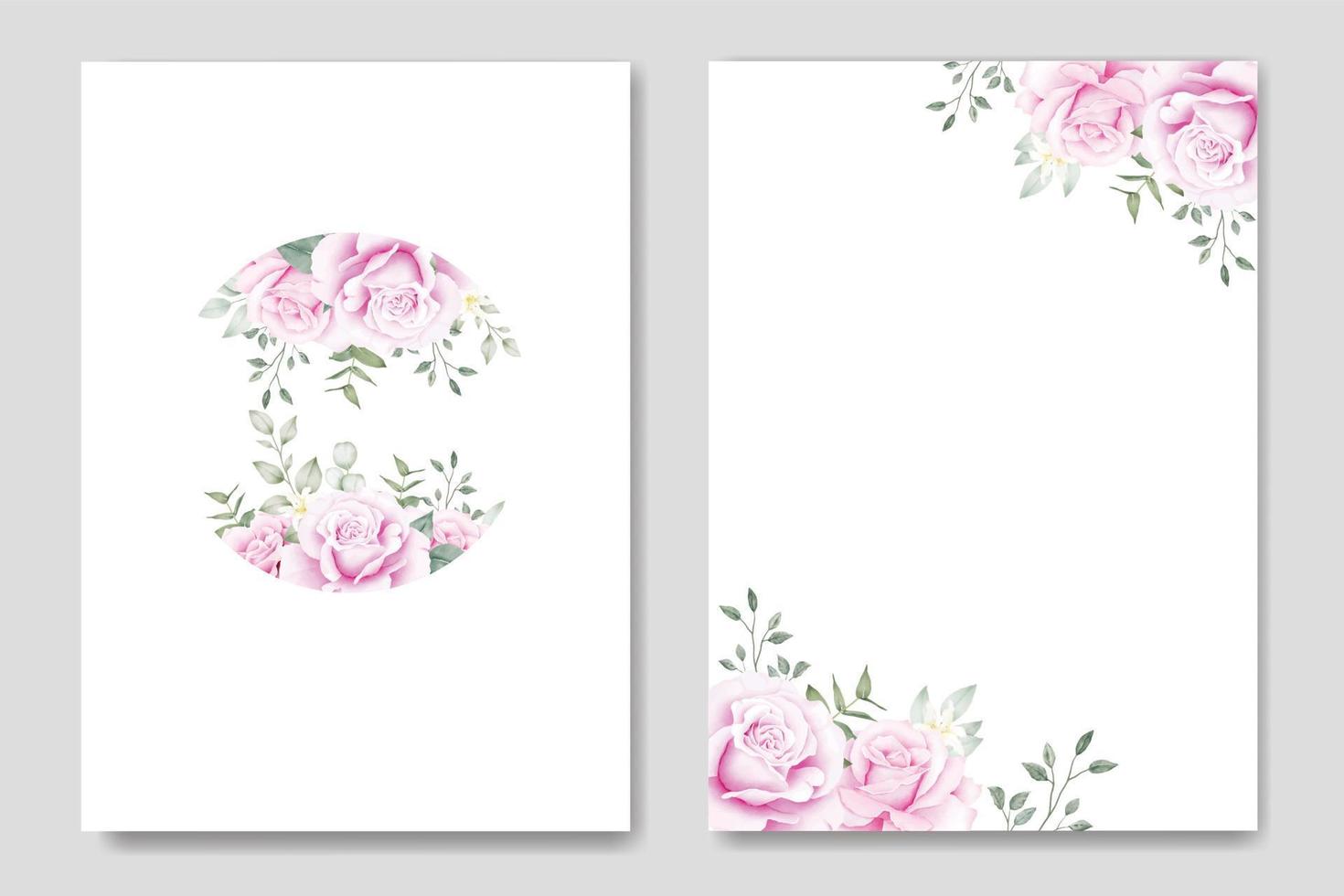 hermosa plantilla de tarjeta de invitación de boda de rosas florales vector
