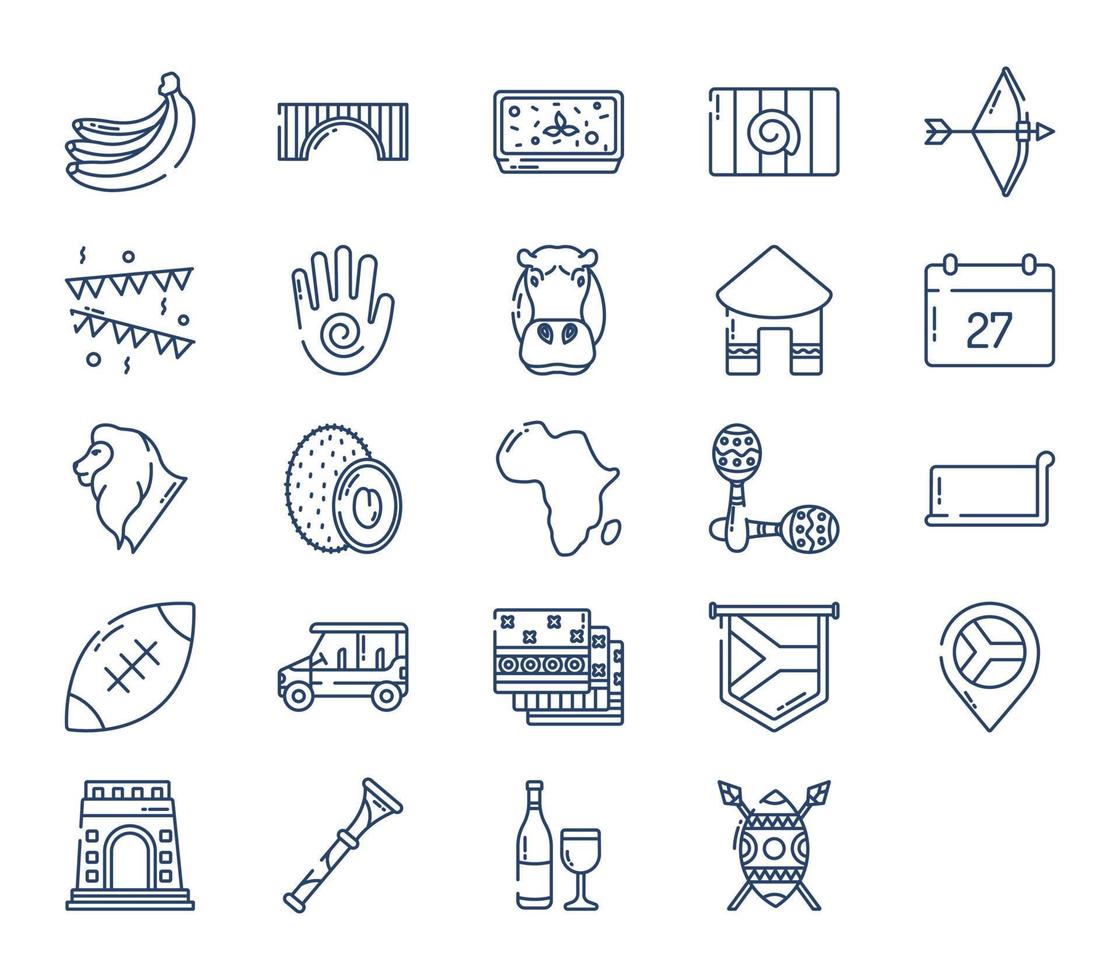 South africa country and culture icon set vector