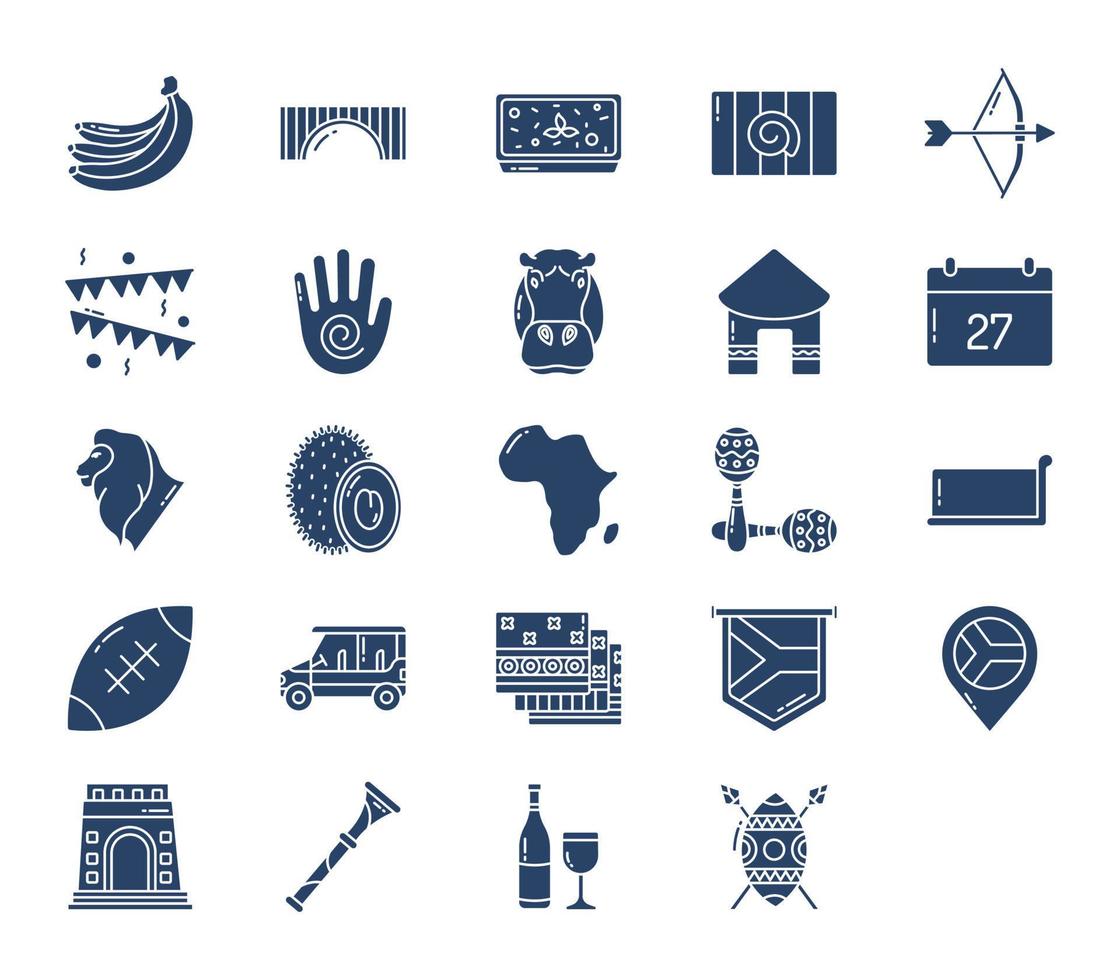 conjunto de iconos de país y cultura de sudáfrica vector