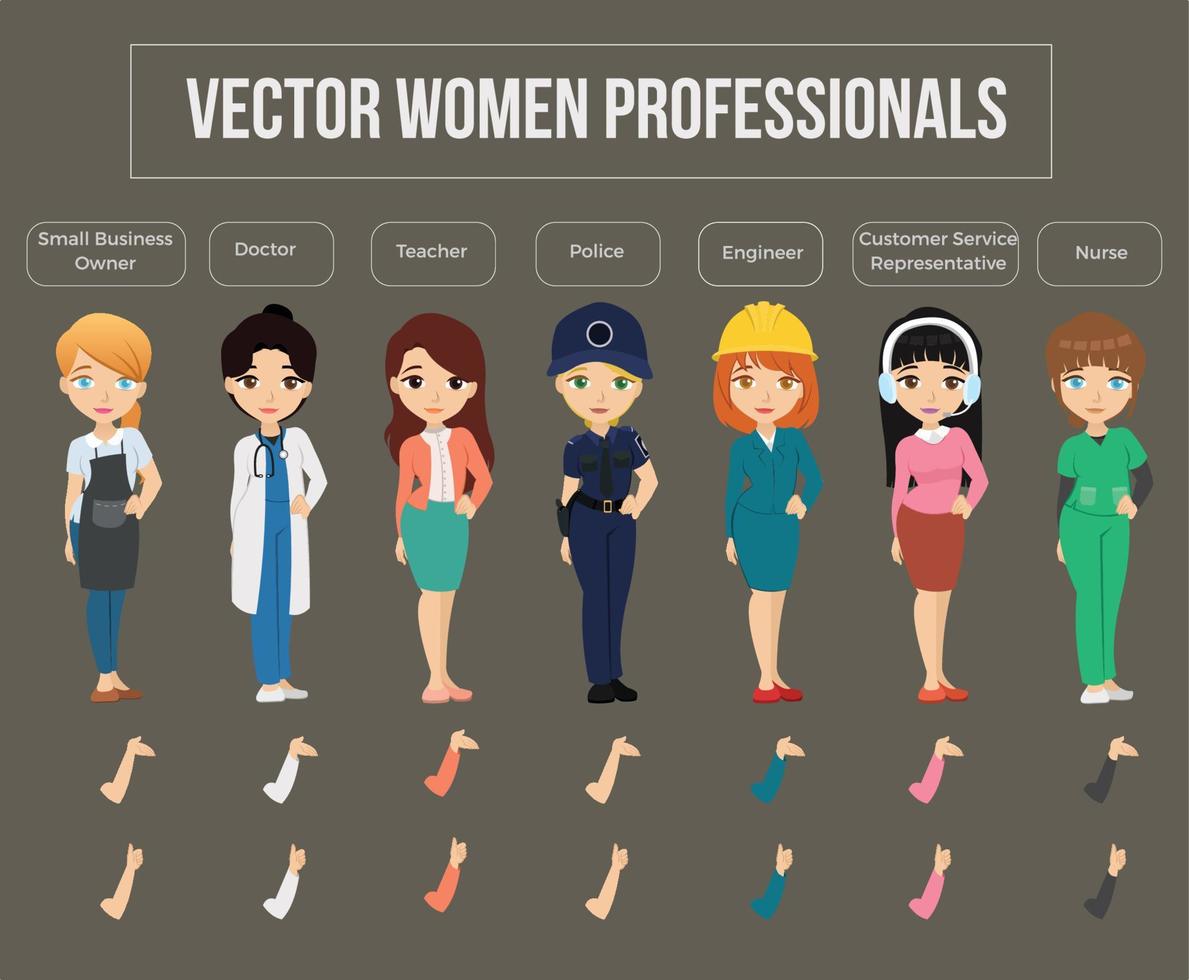 conjunto de mujeres profesionales vector