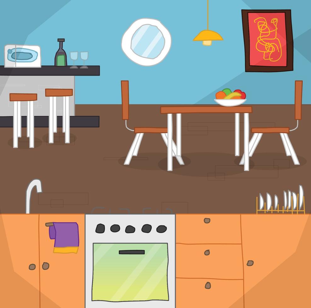 hand drawn dining room vector