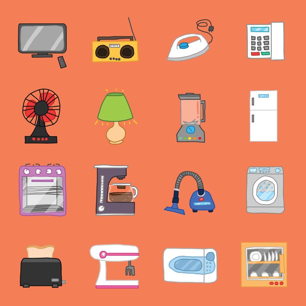 home electronics hand drawn icons vector