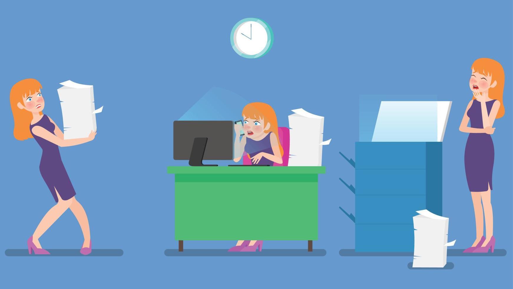 Busy Woman Overtime vector
