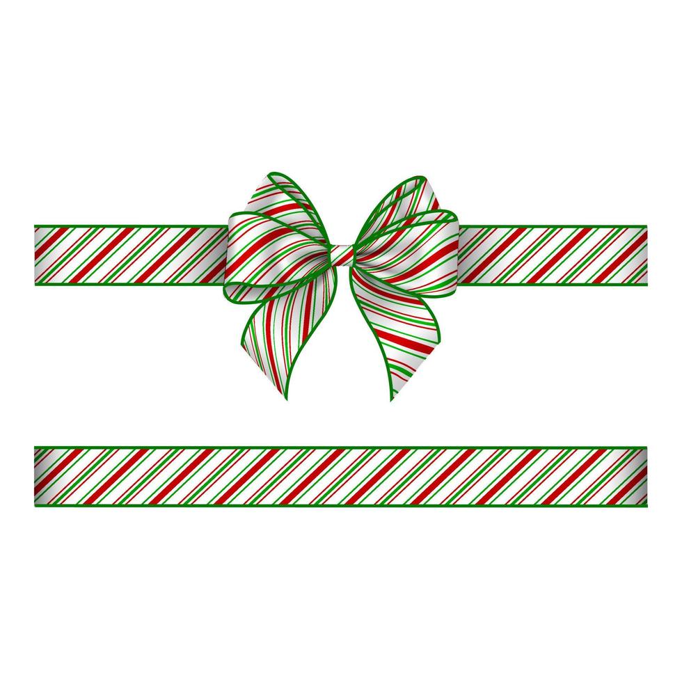 christmas bow and ribbon with candy cane texture vector