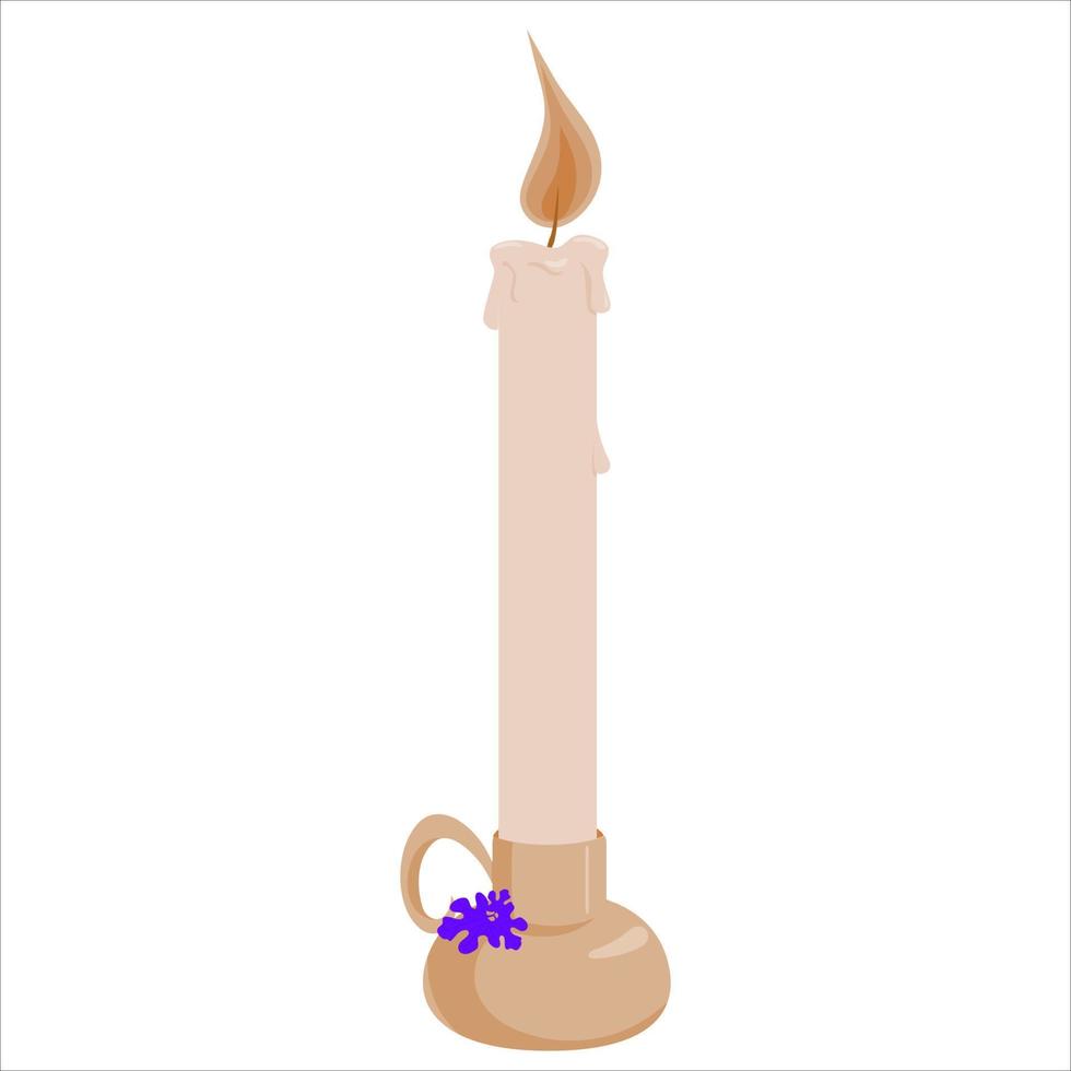 Beige candle with feodotic décor for Halloween vector