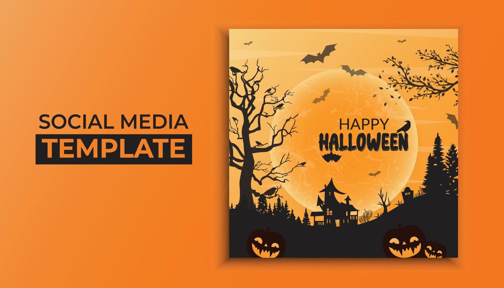 Halloween social media post template vector
