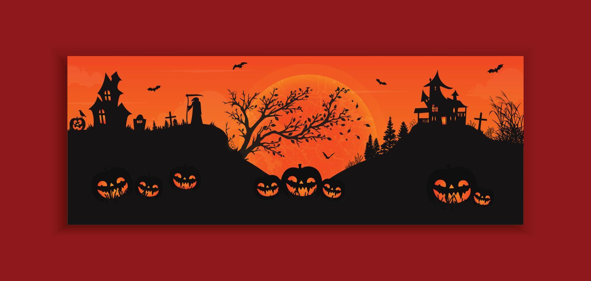 Halloween party web banner template design vector