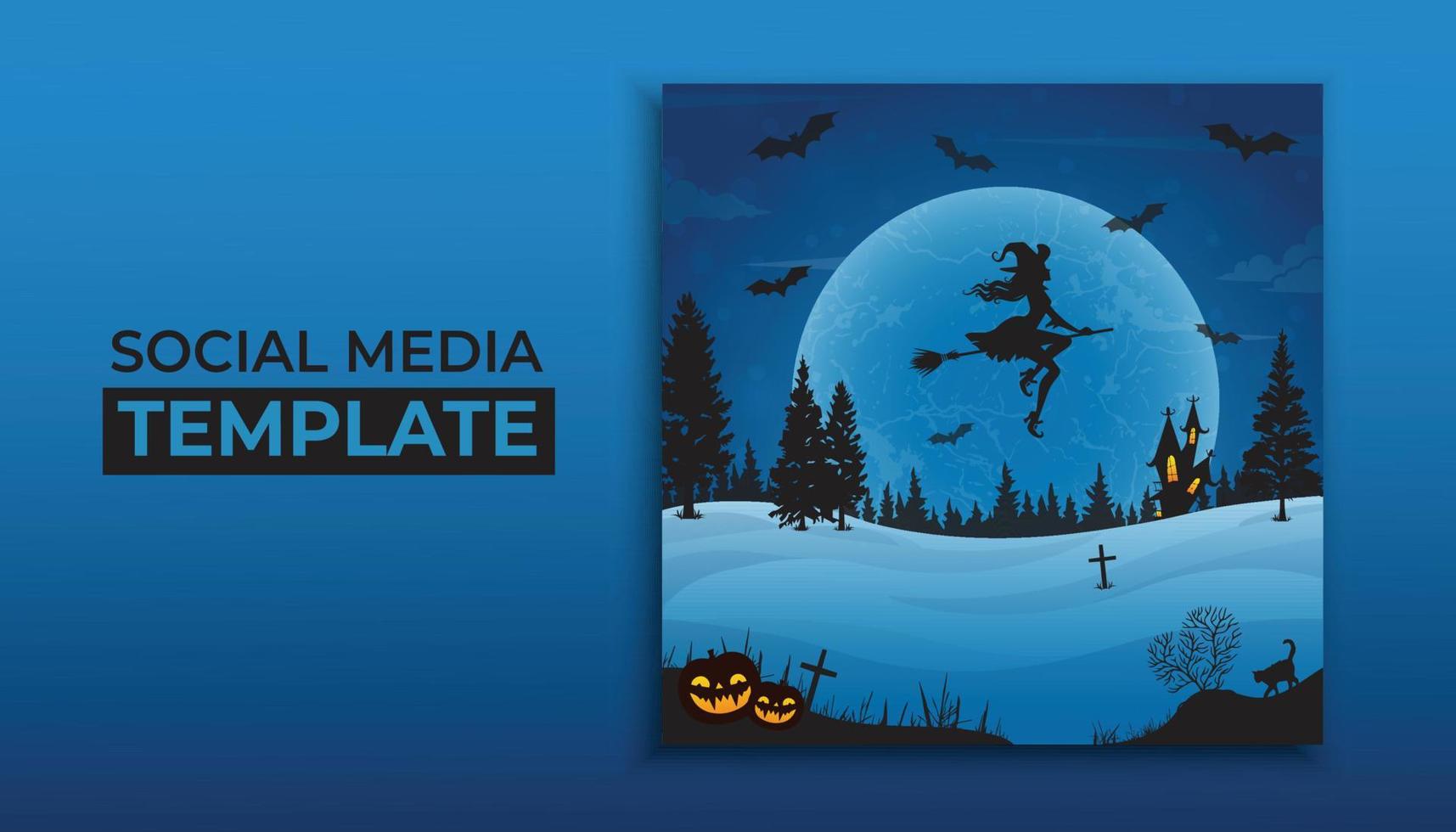 Halloween social media post template vector