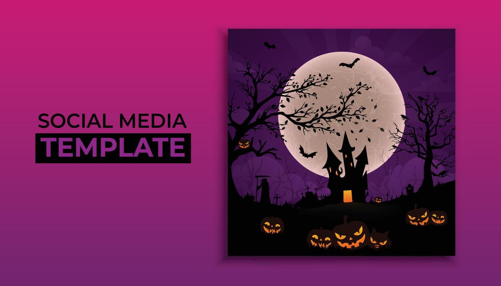 Halloween social media post template vector