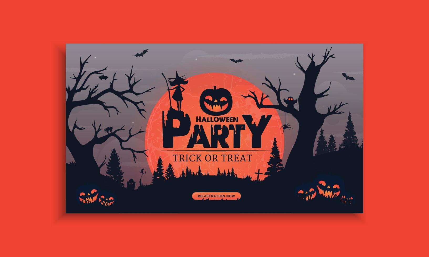 Halloween web banner template design vector