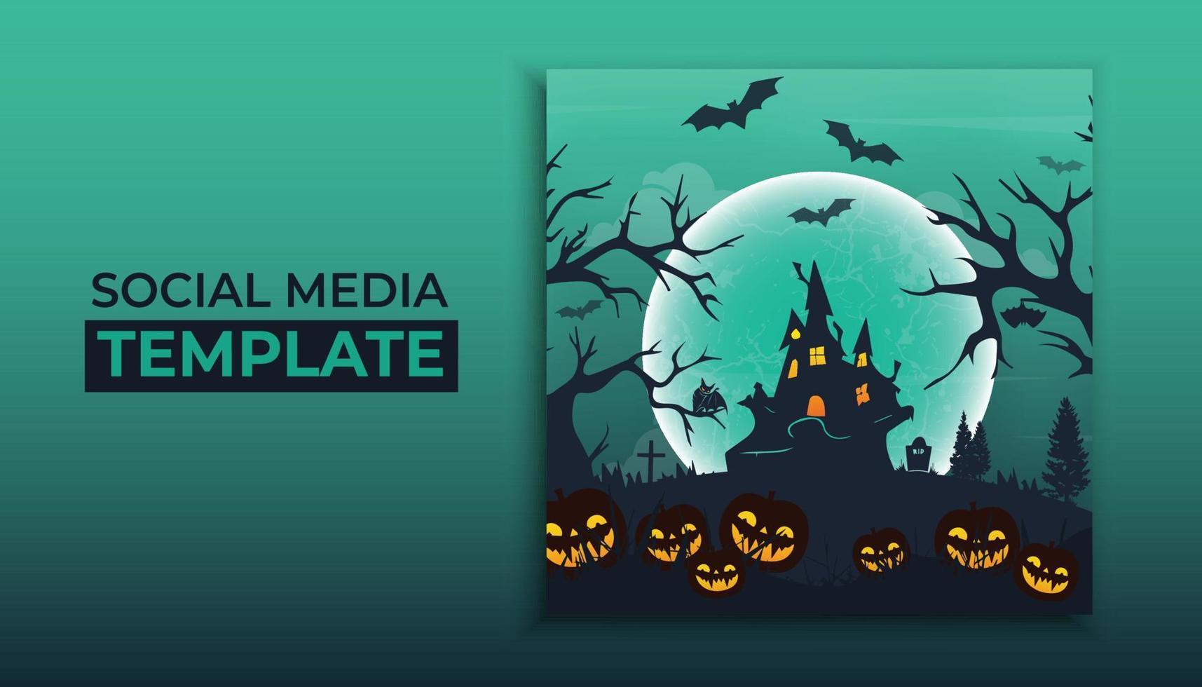 Halloween social media post template vector