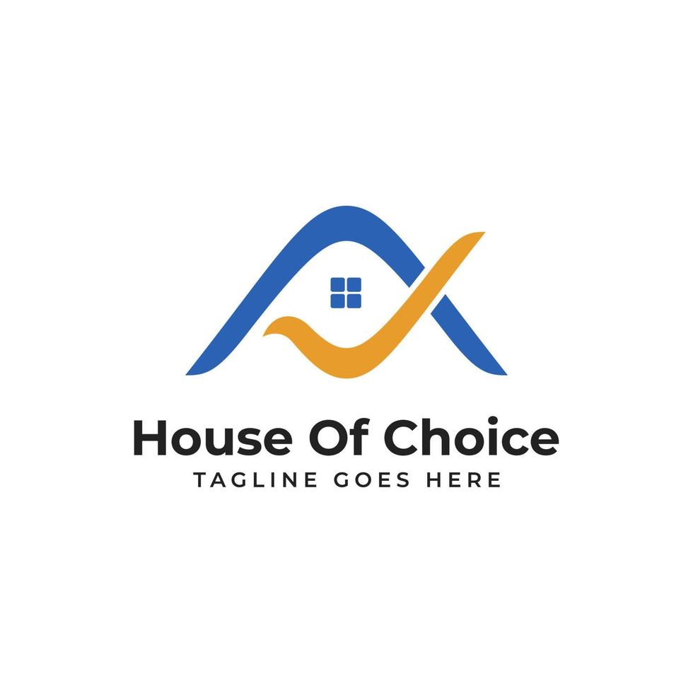 House Choice Logo Vector With Home and Check Mark Icon