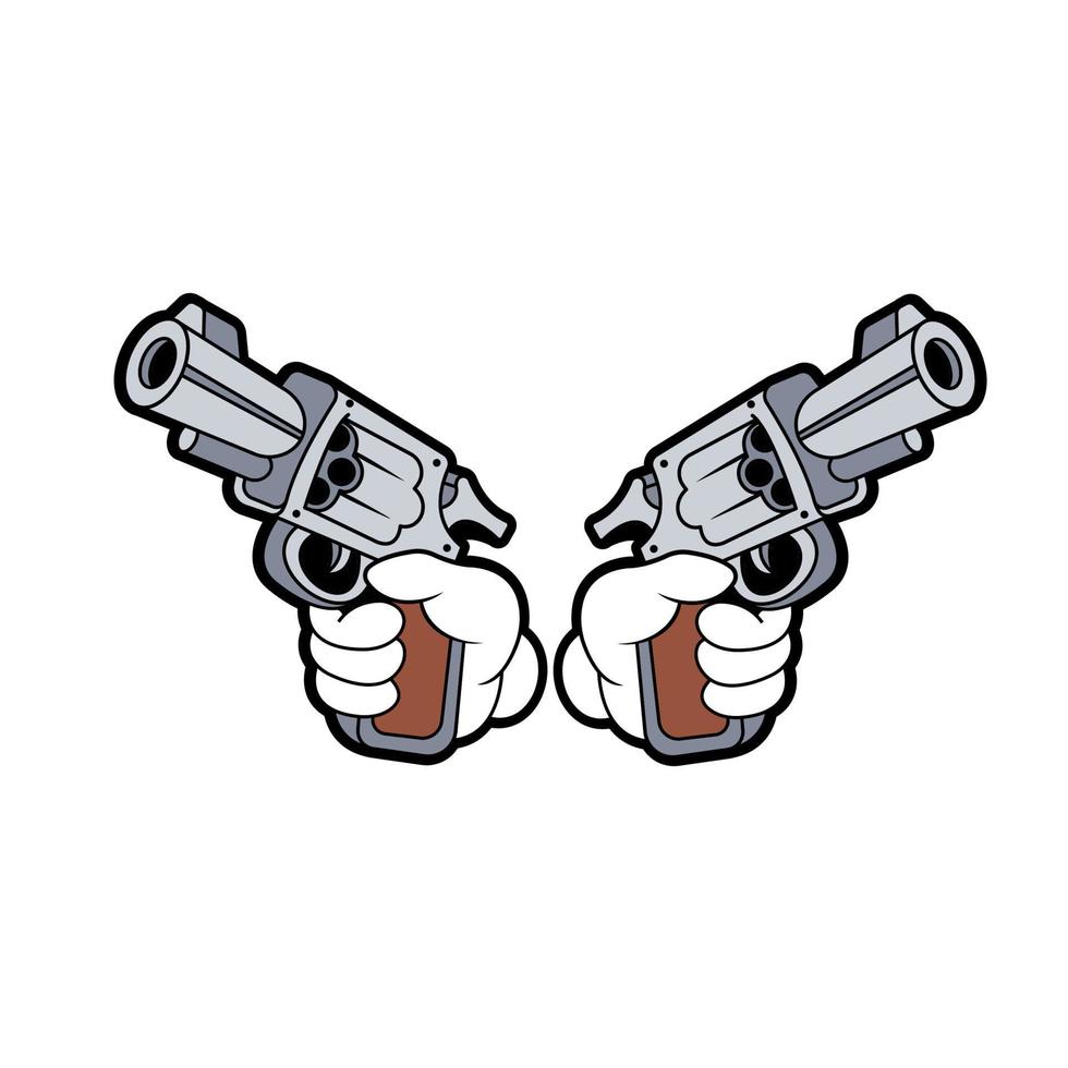 caricatura, mano, tenencia, un, arma de fuego vector