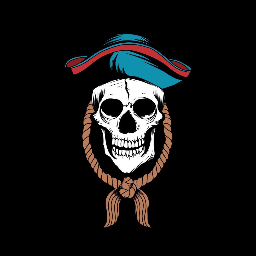 cráneo pirata con diseño de vector de cuerda