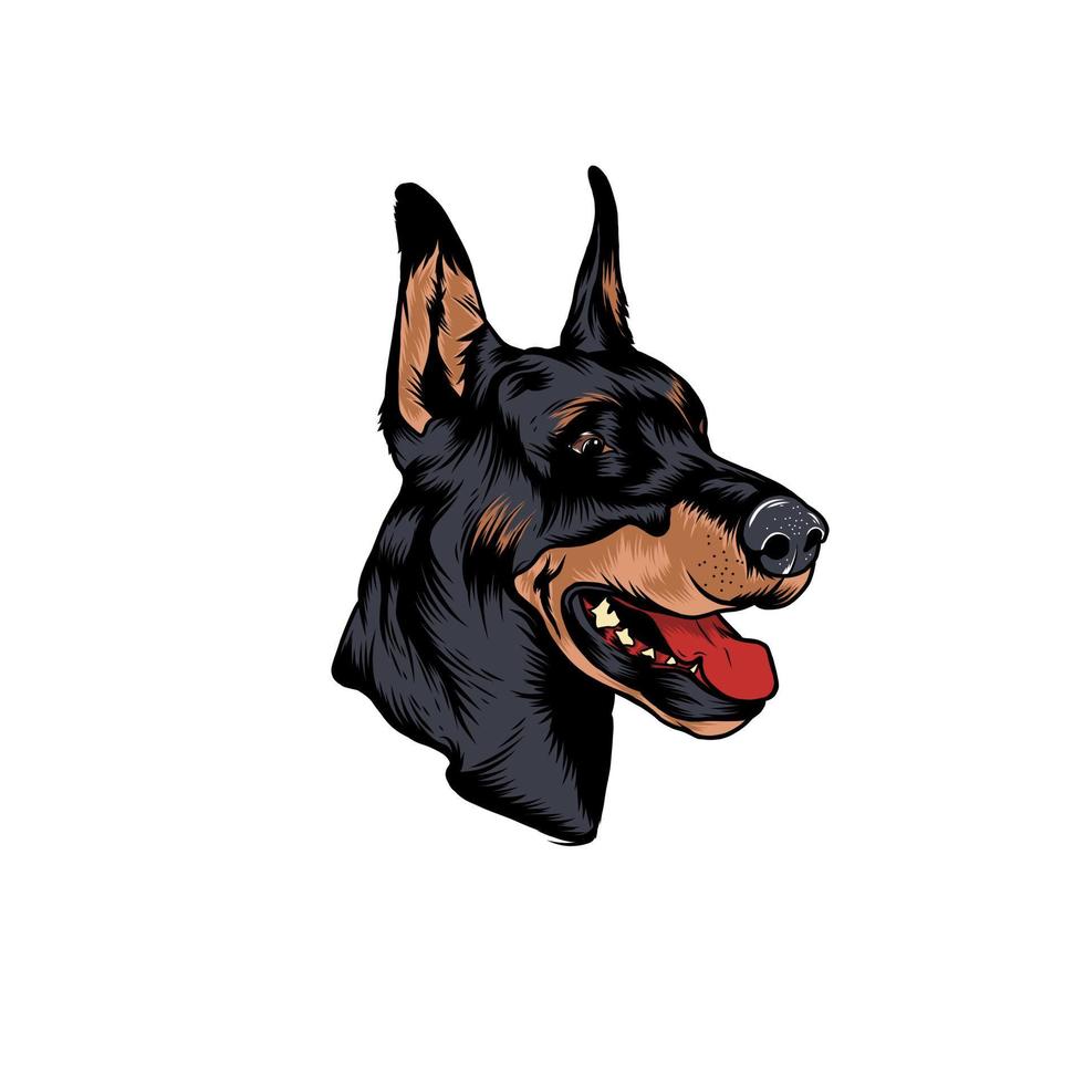 Etiqueta engomada del ejemplo del diseño del vector de la cabeza del doberman