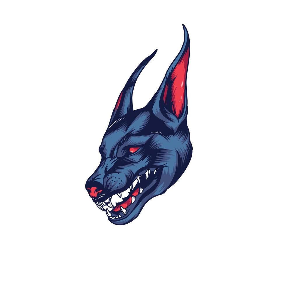 illustration design of doberman head , perfect for your tshirt design , brand tshirt or etc. vector