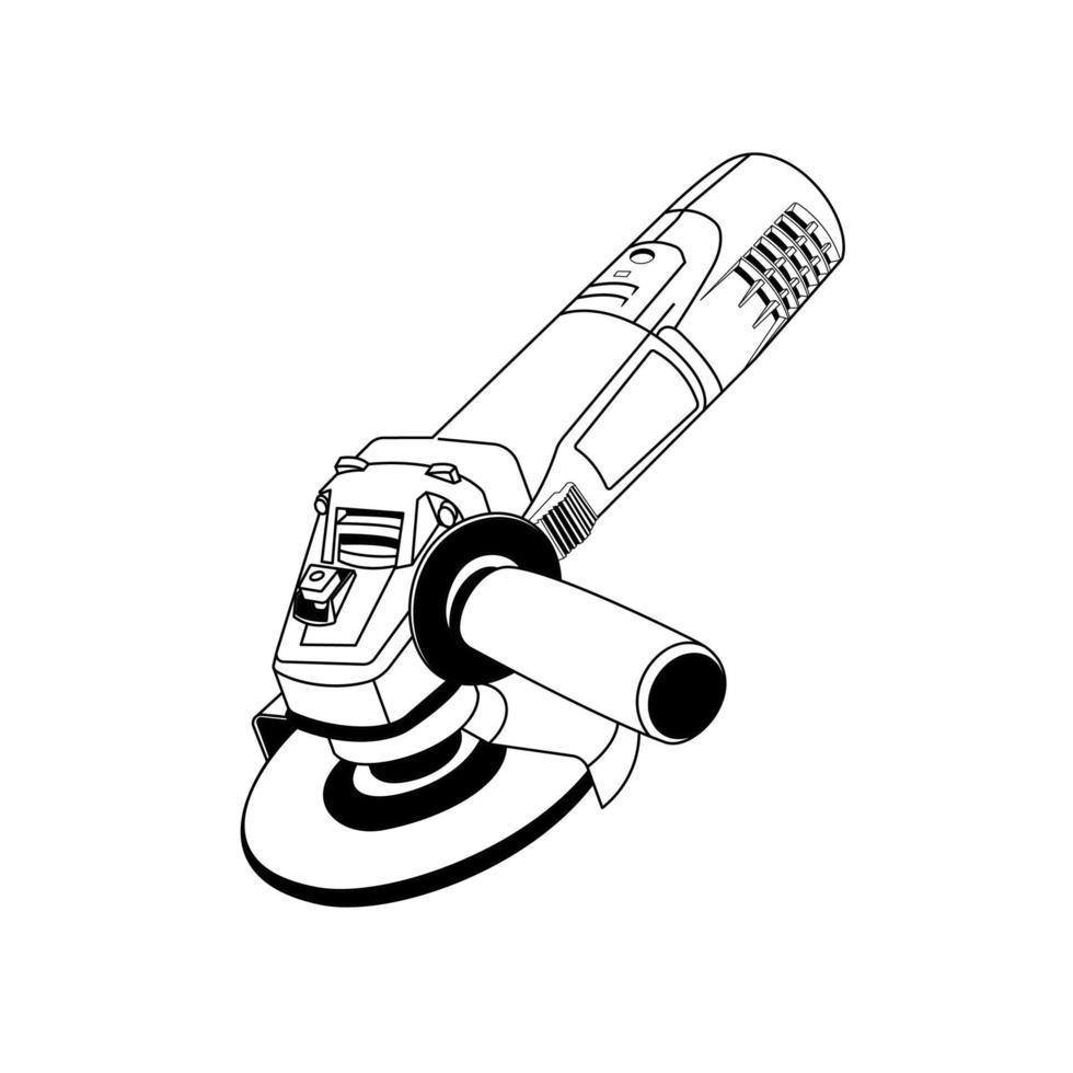 diseño de esquema de vector de herramienta de máquina de pulir en blanco y negro