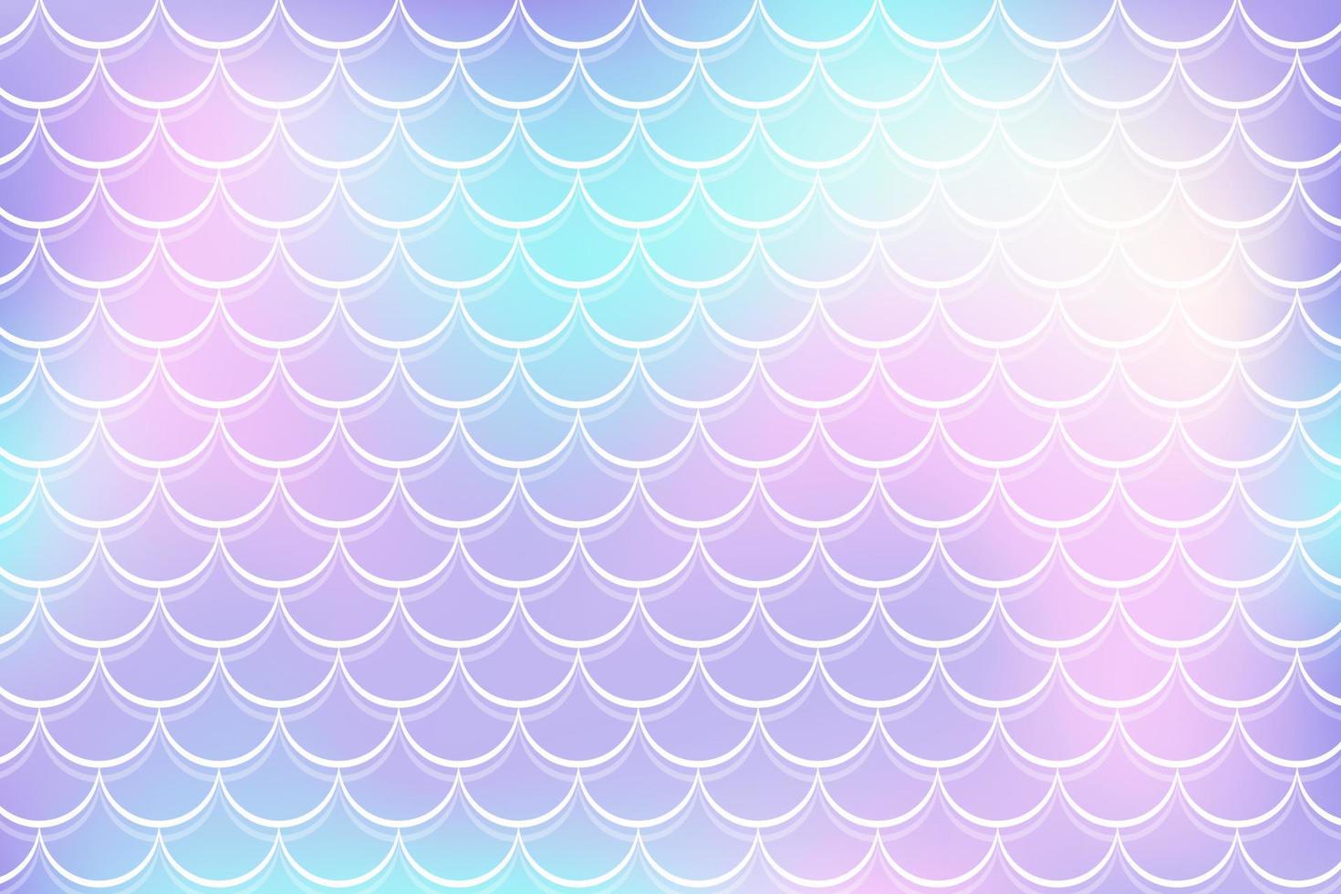 Mermaid rainbow background in fantasy style with scales. Unicorn holographic gradient texture. Sea fish kawaii vector backdrop.