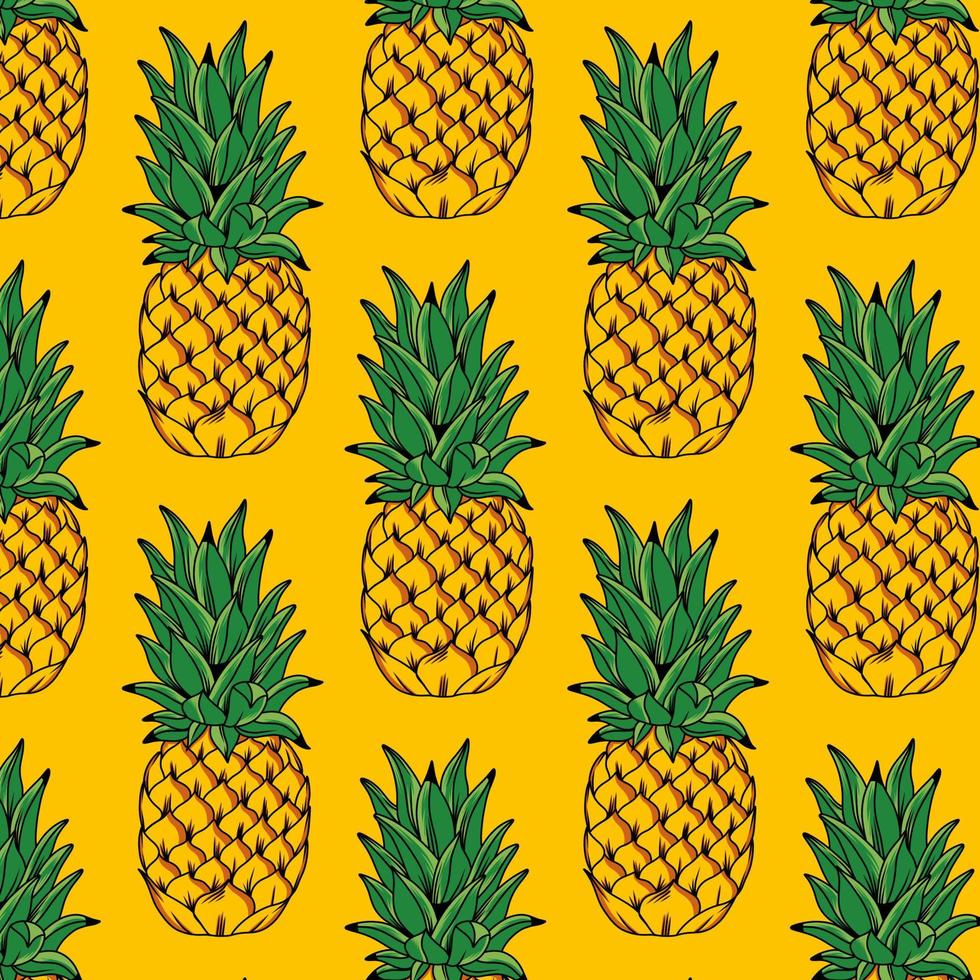 patrón de diseño de vector de piña fresca