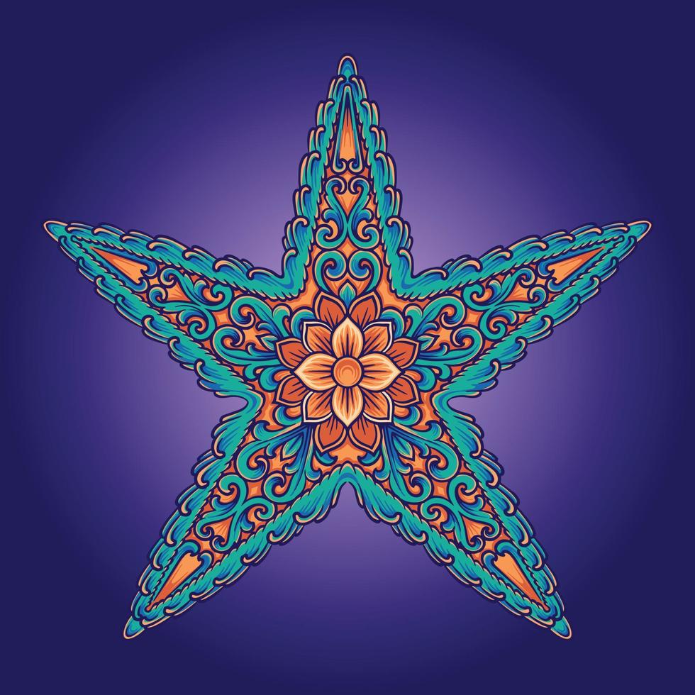 Luxury classic starfish ornament Vector illustrations for your work Logo, mascot merchandise t-shirt, stickers and Label designs, poster, greeting cards advertising business company or brands.