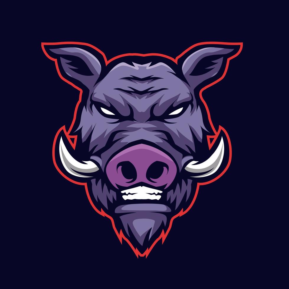 boar head mascot gaming logo illustration vector