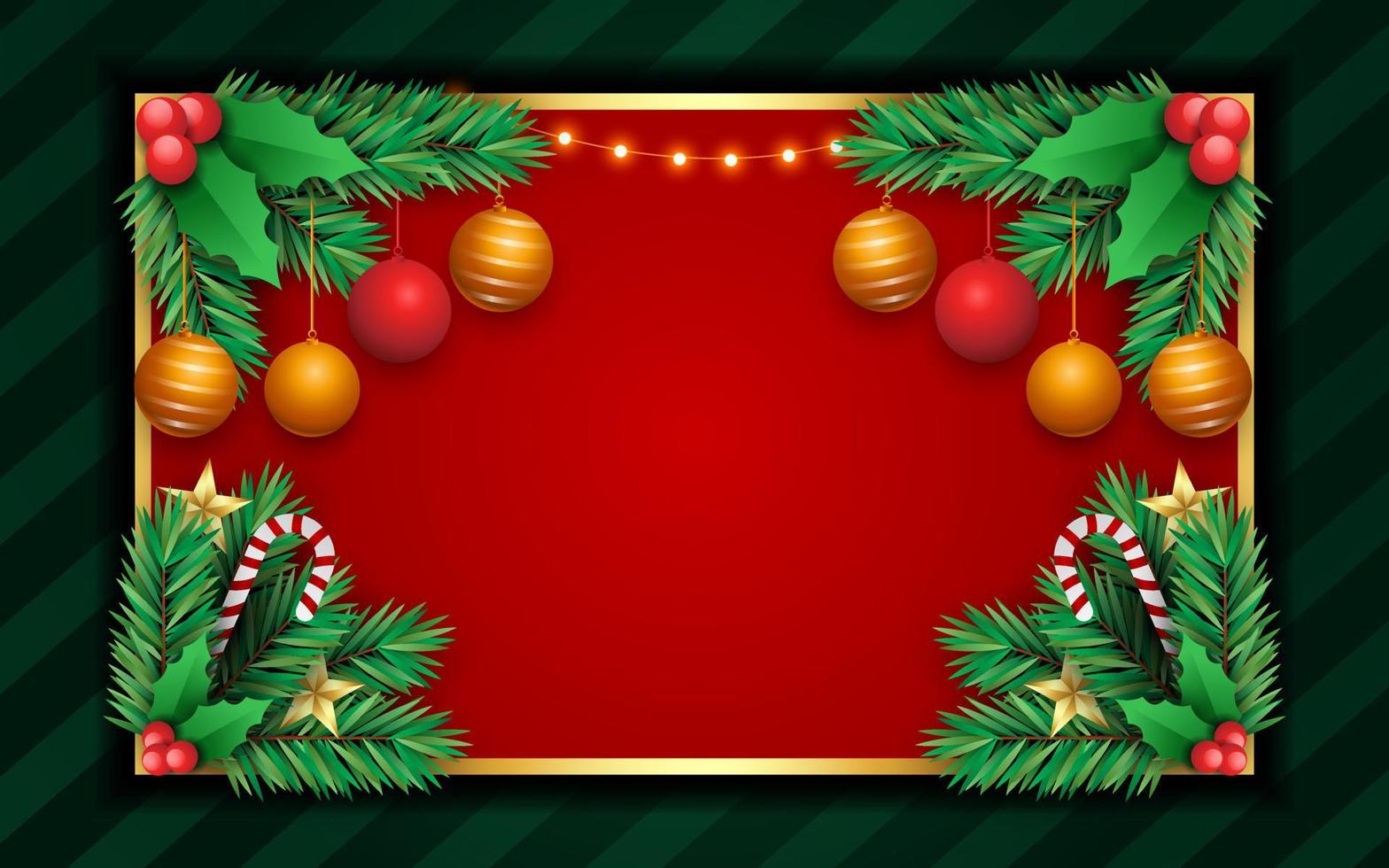 Christmas background realistic frame with pine leaves decoration vector