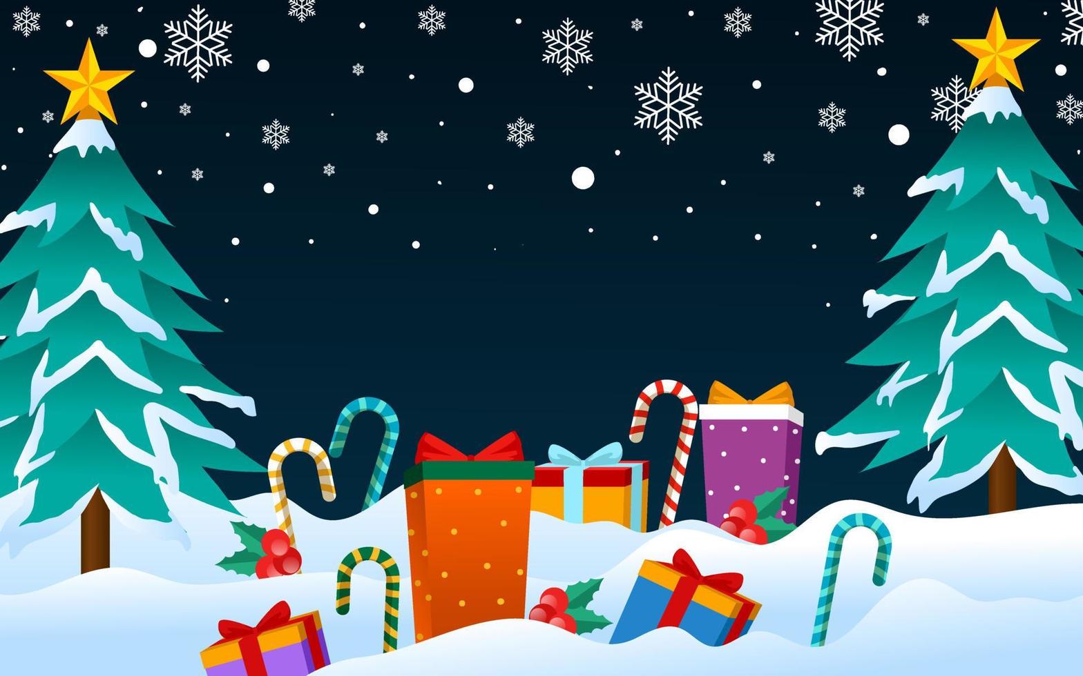 Christmas background flat with pine tree vector