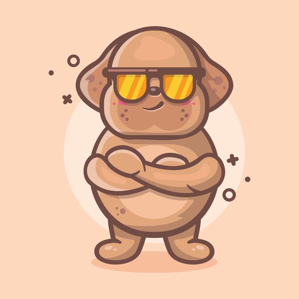 cute dog animal character mascot with cool expression isolated cartoon in flat style design vector