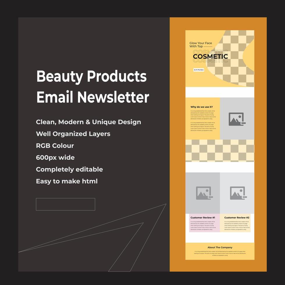 Beauty Product Promotional Email Newsletter Template design vector
