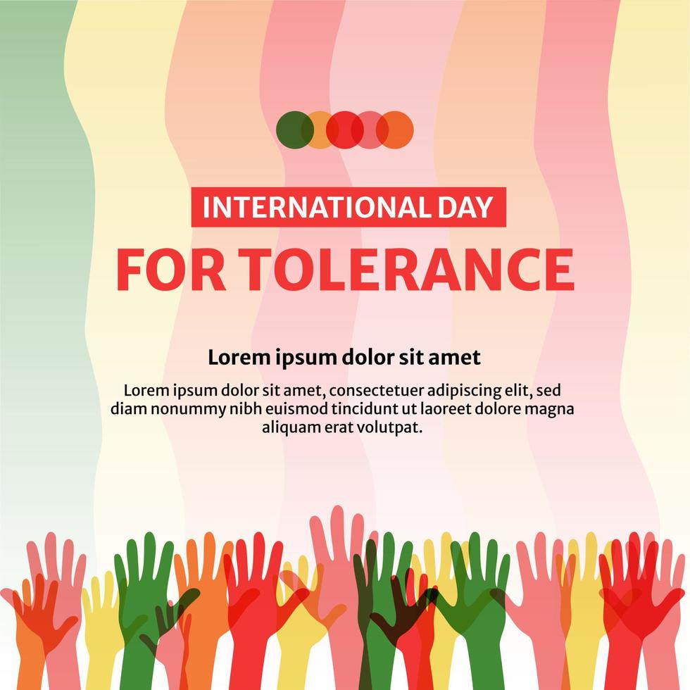 manos coloridas dia internacional de la tolerancia vector